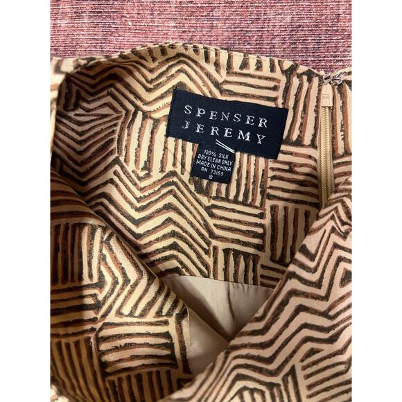 Women’s Vintage Spencer Jeremy Silk Lined MIDI Sleeveless Dress Size 8 Tan - Picture 6 of 6